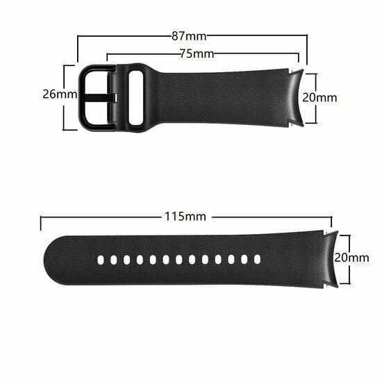 2 in 1 siliconen/ leren bandje - Zwart - Samsung Galaxy watch 7 / Galaxy Watch FE - 40mm &amp; 44mm
