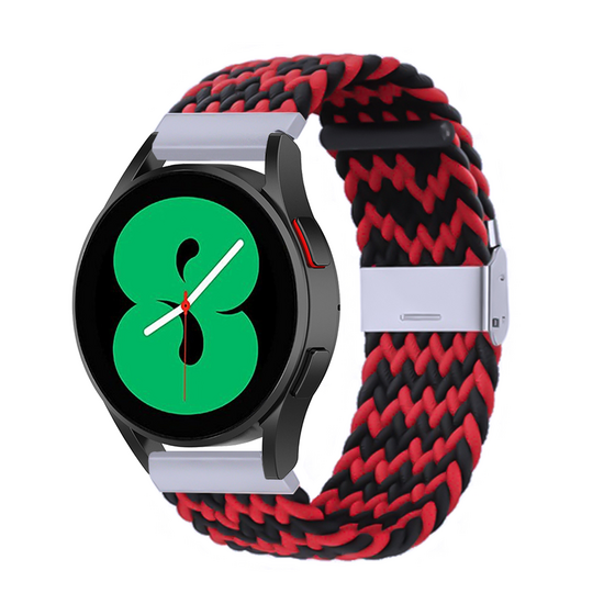 Braided nylon bandje - Rood / zwart - Samsung Galaxy watch 7 / Galaxy Watch FE - 40mm &amp; 44mm