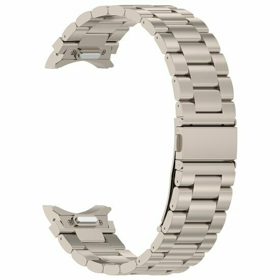 Stalen band met aansluitknop  - Titanium kleur - Samsung Galaxy watch 7 / Galaxy Watch FE - 40mm &amp; 44mm