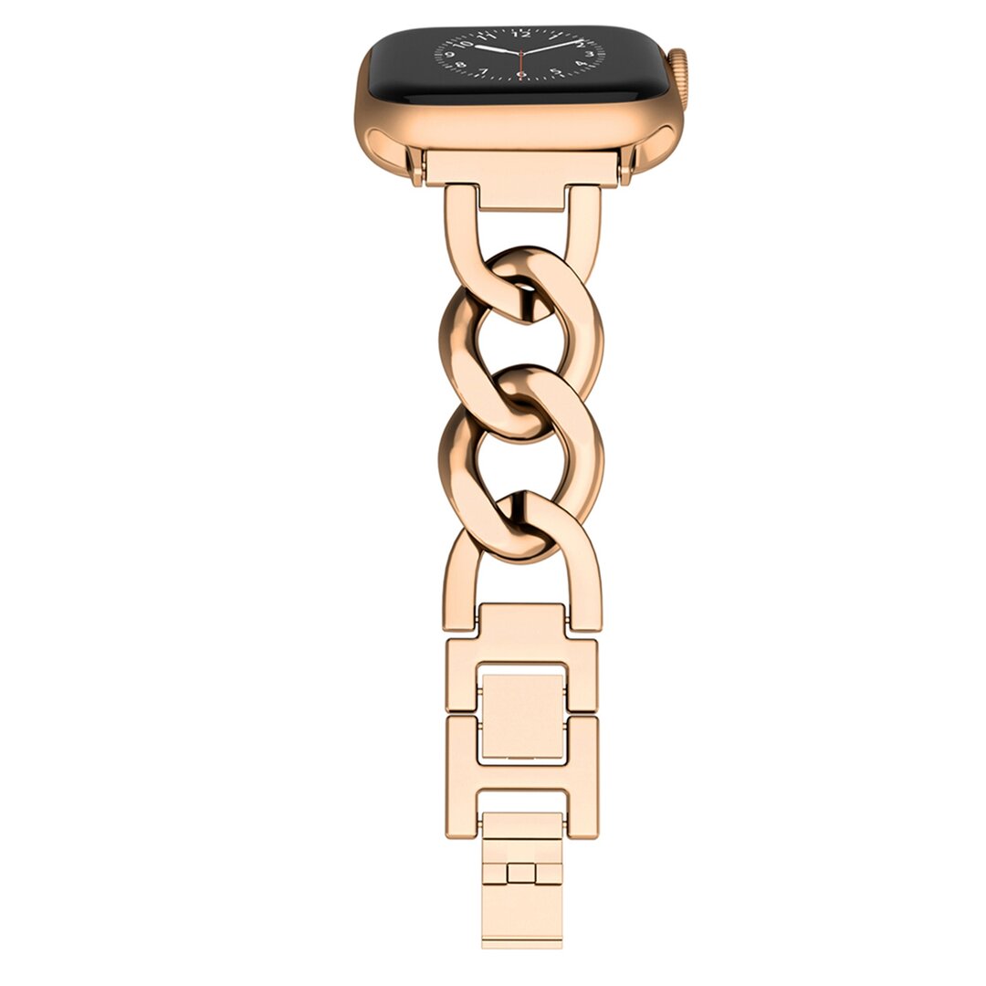 Metalen quick-release ketting band - Ros&eacute; / champagne goud - Geschikt voor Apple watch 38mm / 40mm / 41mm / 42mm