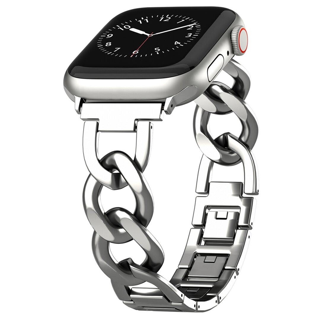Metalen quick-release ketting band - Zilver - Geschikt voor Apple watch 44mm / 45mm&nbsp;/ 46mm / 49mm