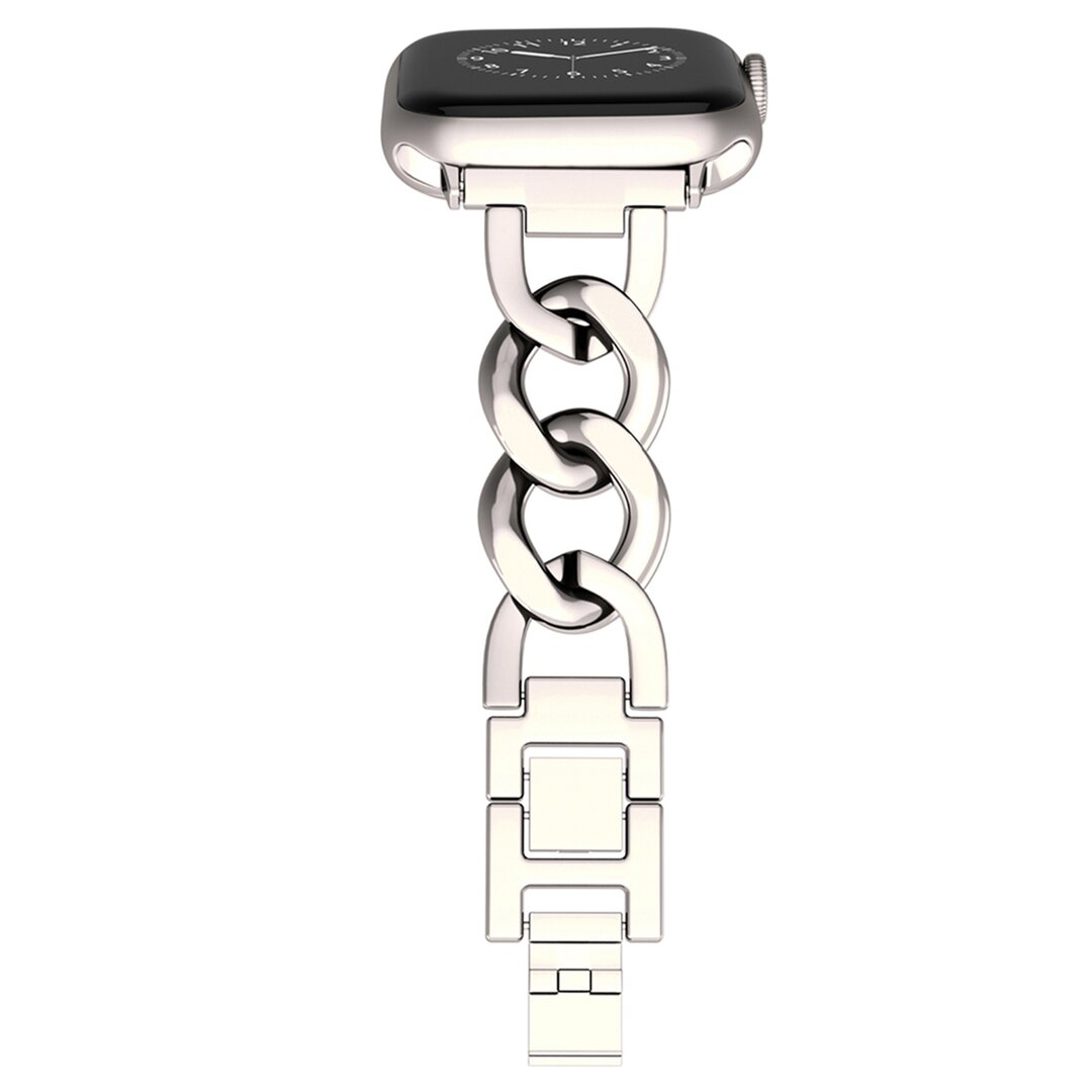 Metalen quick-release ketting band - Sterrenlicht / starlight - Geschikt voor Apple watch 44mm / 45mm&nbsp;/ 46mm / 49mm