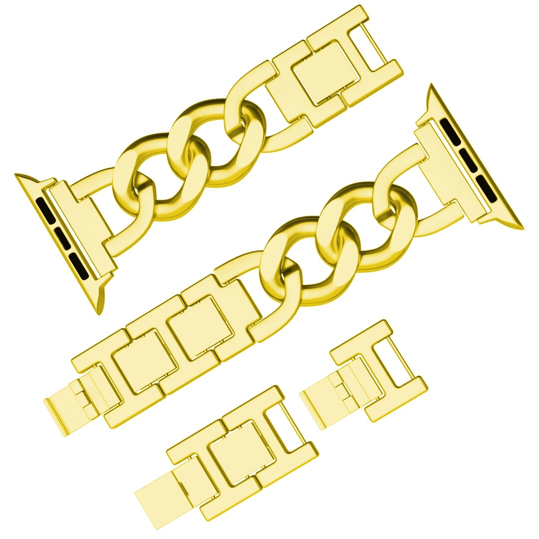 Metalen quick-release ketting band - Goud - Geschikt voor Apple watch 44mm / 45mm&nbsp;/ 46mm / 49mm