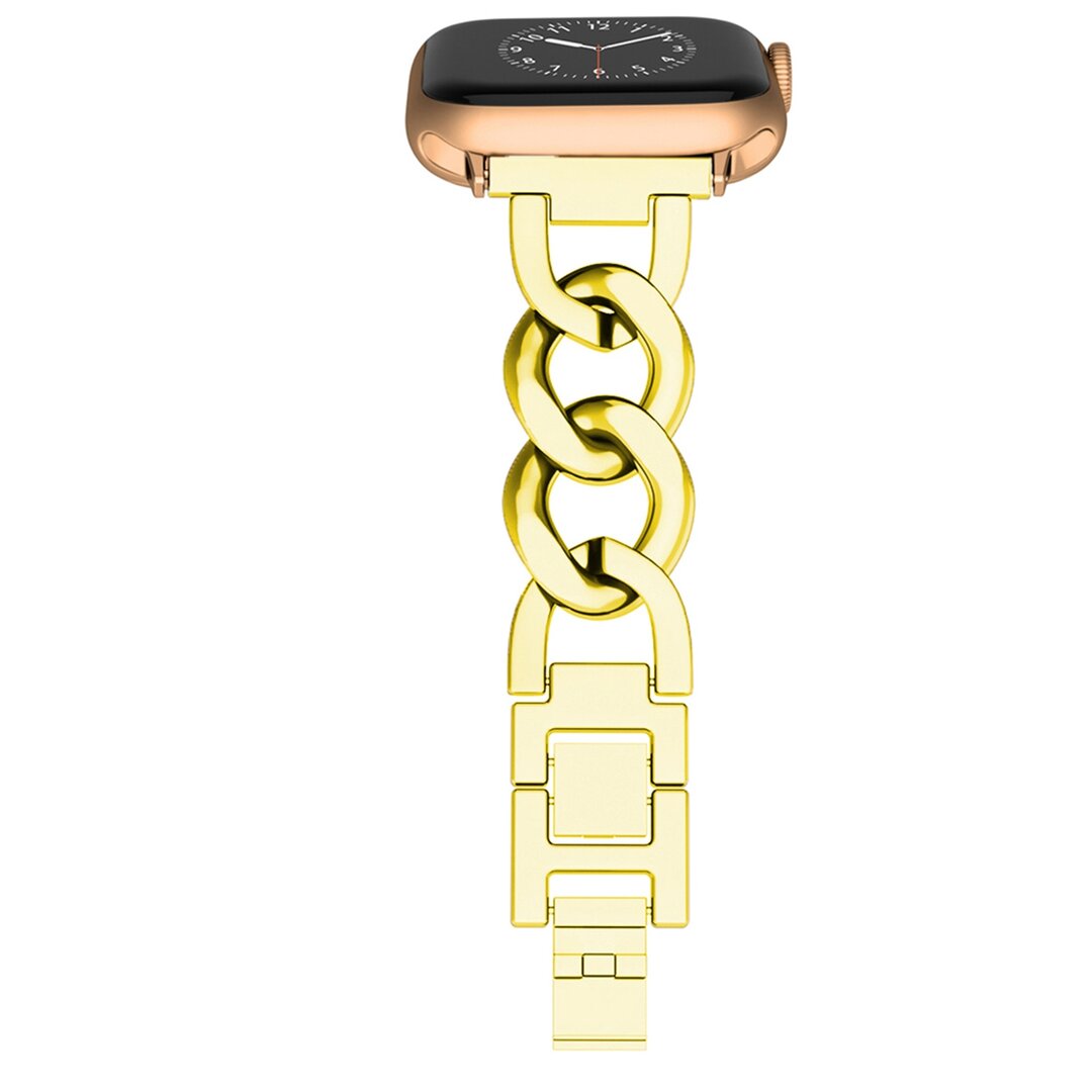 Metalen quick-release ketting band - Goud - Geschikt voor Apple watch 44mm / 45mm&nbsp;/ 46mm / 49mm