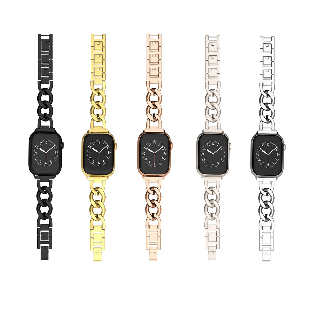Metalen quick-release ketting band - Goud - Geschikt voor Apple watch 44mm / 45mm&nbsp;/ 46mm / 49mm