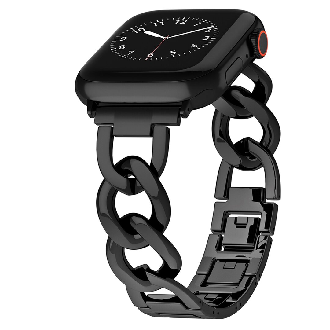 Metalen quick-release ketting band - Zwart - Geschikt voor Apple watch 44mm / 45mm&nbsp;/ 46mm / 49mm