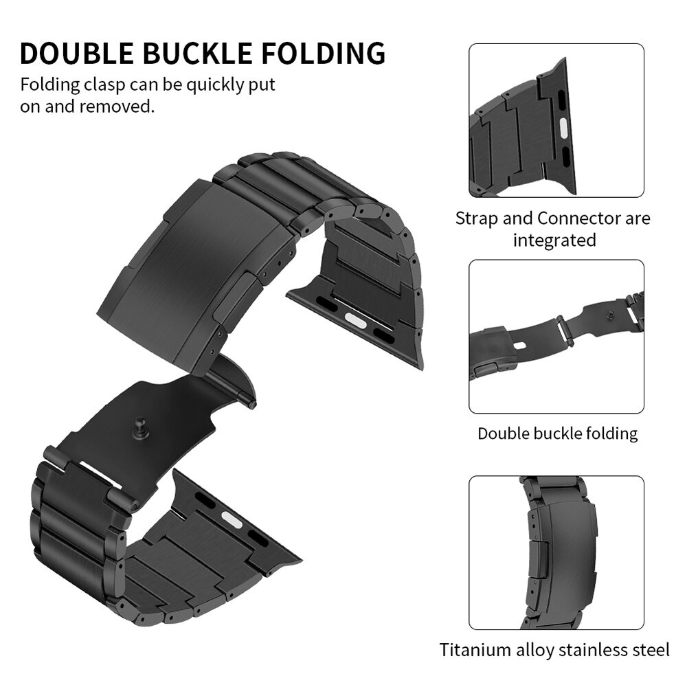 Titanium schakelband - Zwart - Geschikt voor Apple watch 38mm / 40mm / 41mm / 42mm