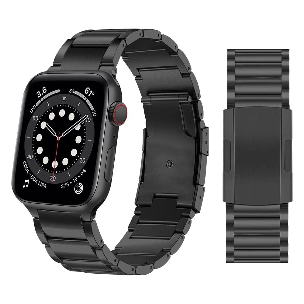 Titanium schakelband - Zwart - Geschikt voor Apple watch 38mm / 40mm / 41mm / 42mm
