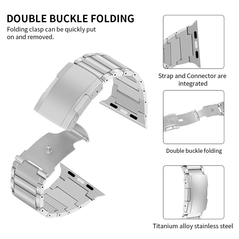 Titanium schakelband - Zilver - Geschikt voor Apple watch 38mm / 40mm / 41mm / 42mm