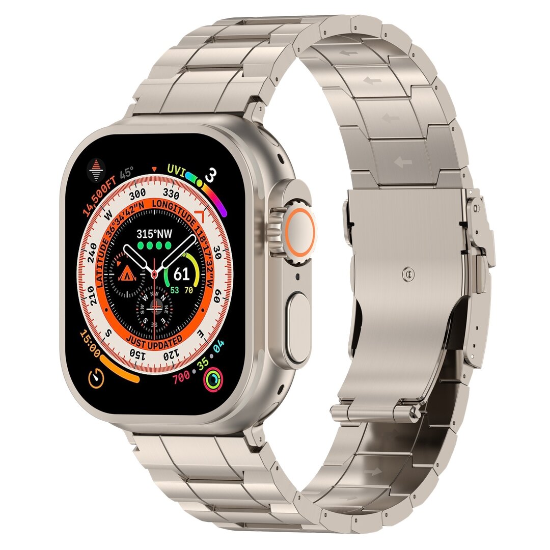 Titanium Premium Link bandje  - Titanium kleur - Geschikt voor Apple Watch 44mm / 45mm&nbsp;/ 46mm / 49mm