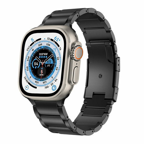 Titanium schakelband - Zwart - Geschikt voor Apple watch 44mm / 45mm&nbsp;/ 46mm / 49mm