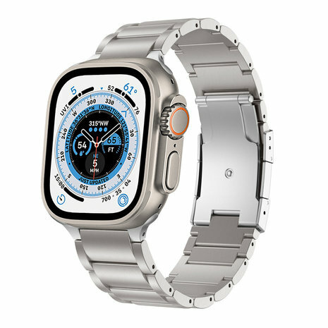 Titanium schakelband - Zilver - Geschikt voor Apple watch 44mm / 45mm&nbsp;/ 46mm / 49mm