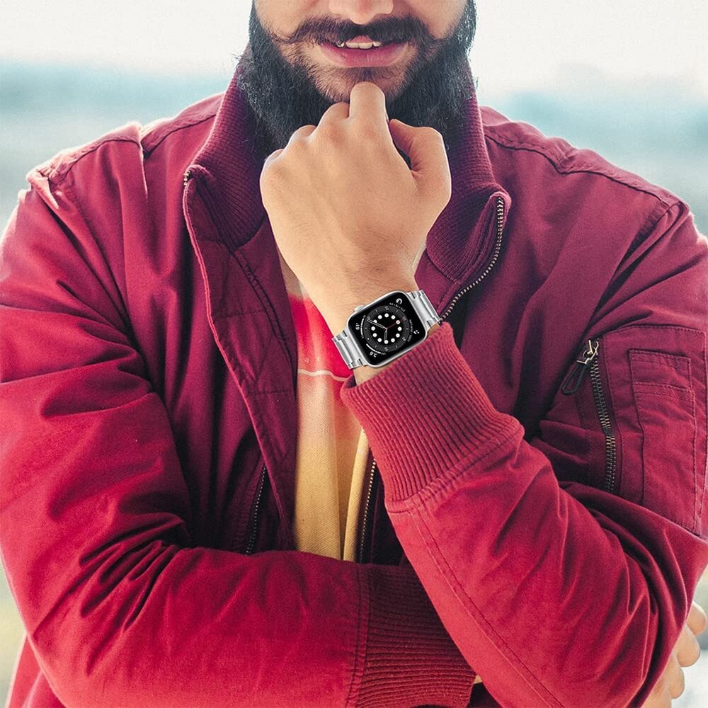 Titanium schakelband - Zilver - Geschikt voor Apple watch 44mm / 45mm&nbsp;/ 46mm / 49mm