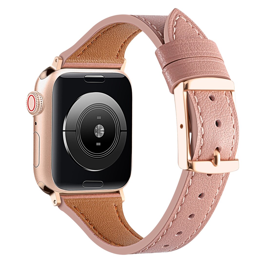 Leren bandje - Oudroze - Geschikt voor Apple Watch 44mm / 45mm&nbsp;/ 46mm / 49mm