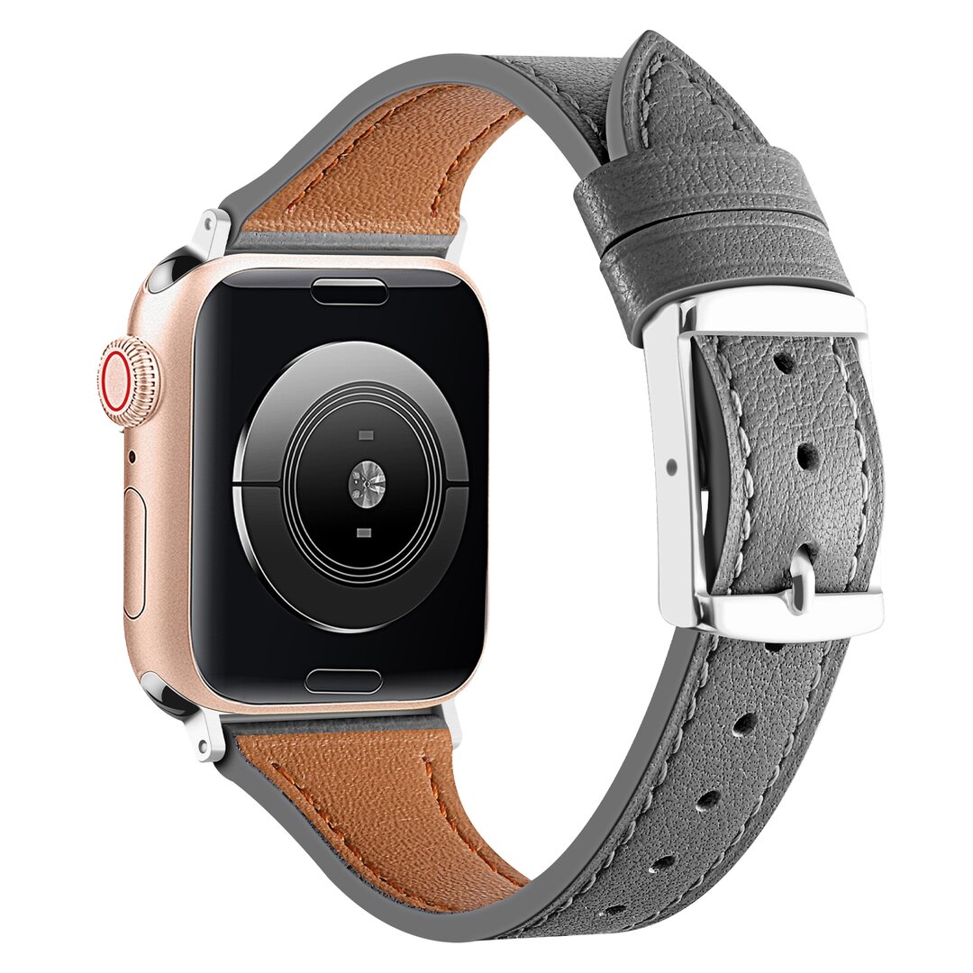 Leren bandje - Grijs - Geschikt voor Apple Watch 44mm / 45mm&nbsp;/ 46mm / 49mm