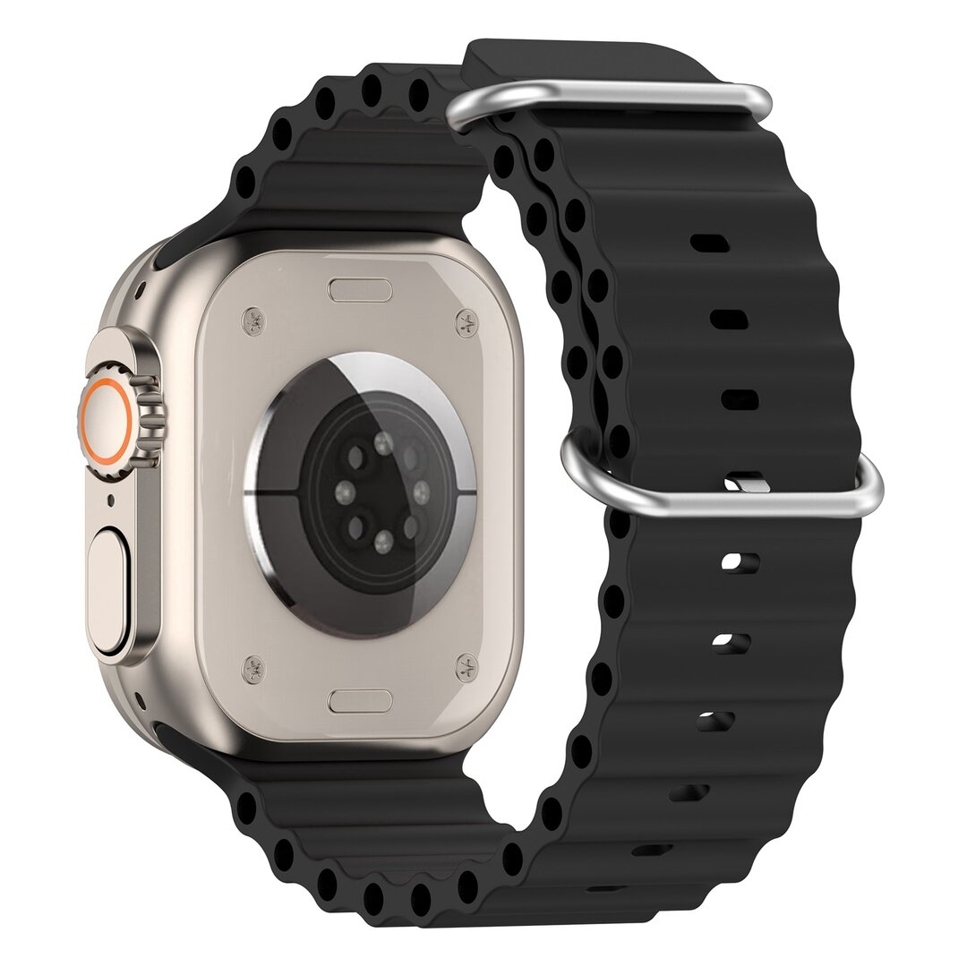 Ocean bandje - Zwart - Geschikt voor Apple Watch 44mm / 45mm&nbsp;/ 46mm / 49mm