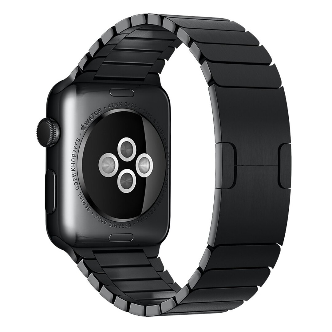 Schakelarmband Stainless Steel bandje - Zwart - Geschikt voor Apple Watch 44mm / 45mm&nbsp;/ 46mm / 49mm