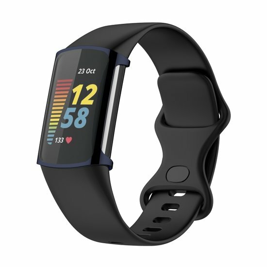 Fitbit Charge 5 &amp; 6 siliconen case (volledig beschermd) - Midnight blue