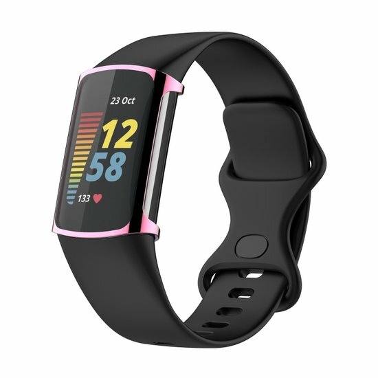 Fitbit Charge 5 &amp; 6 siliconen case (volledig beschermd) - Roze