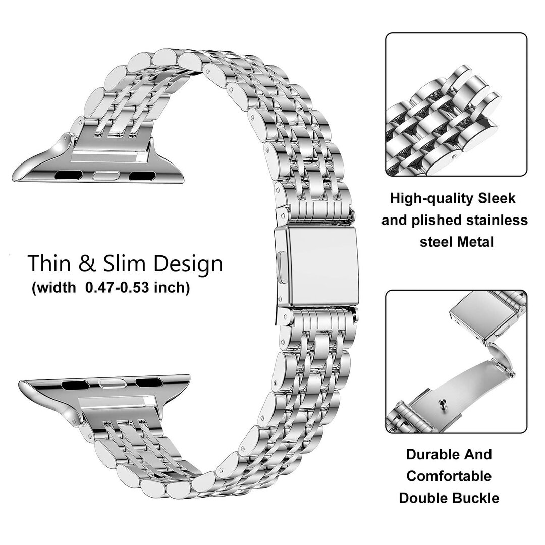 Stalen slim fit band - Sterrenlicht / Starlight - Geschikt voor Apple watch 38mm / 40mm / 41mm / 42mm