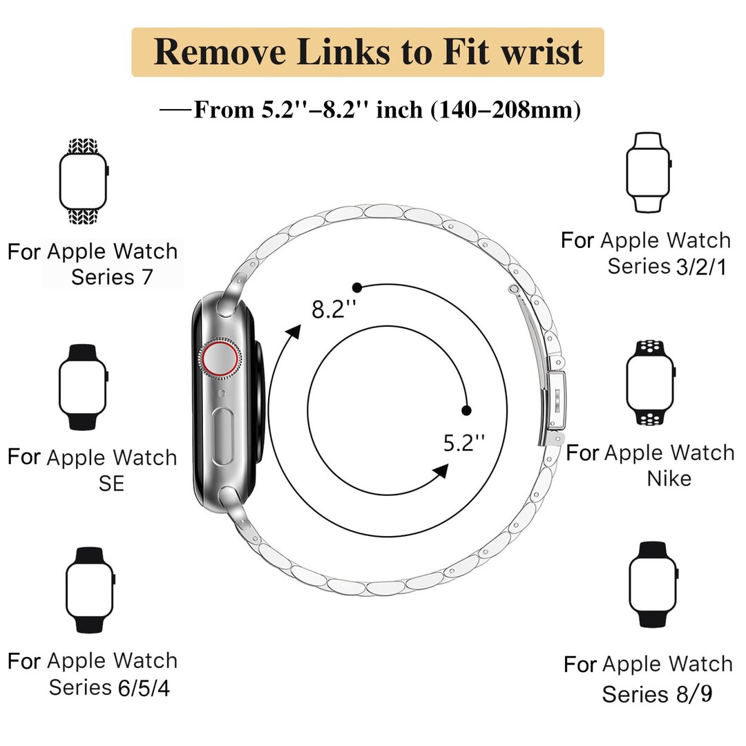 Stalen slim fit band - Sterrenlicht / Starlight - Geschikt voor Apple watch 38mm / 40mm / 41mm / 42mm
