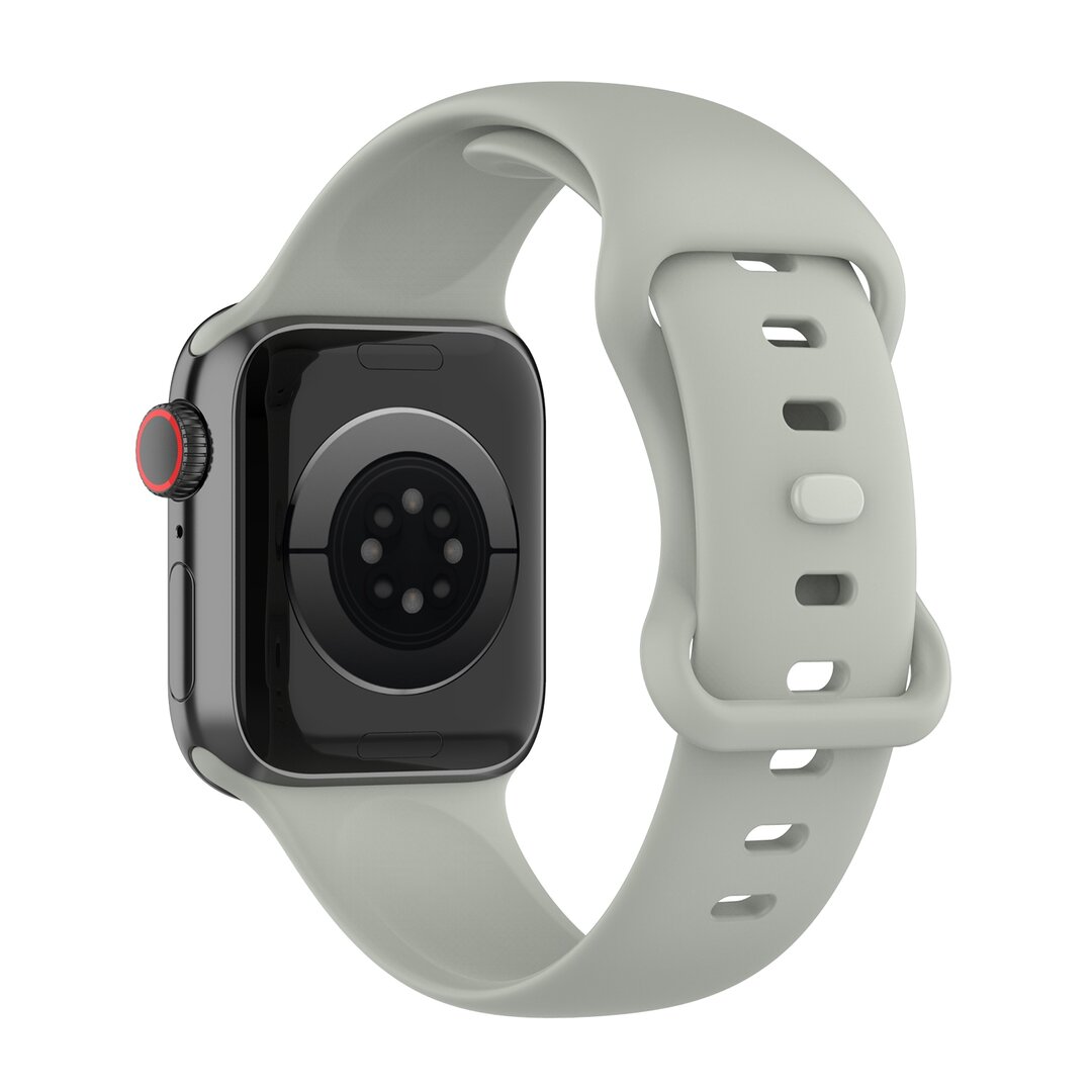 Siliconen sportbandje - Grijs - Maat: S/M - Geschikt voor Apple Watch 44mm / 45mm&nbsp;/ 46mm / 49mm