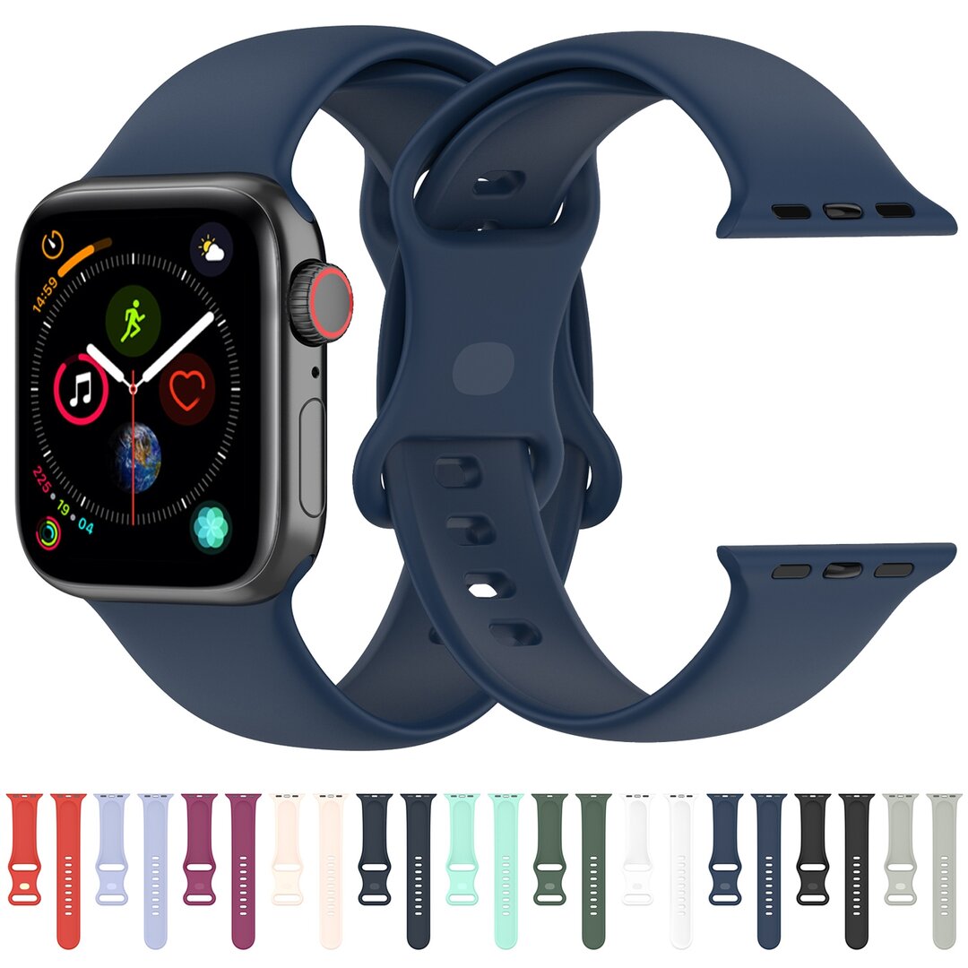 Siliconen sportbandje - Grijs - Maat: S/M - Geschikt voor Apple Watch 44mm / 45mm&nbsp;/ 46mm / 49mm