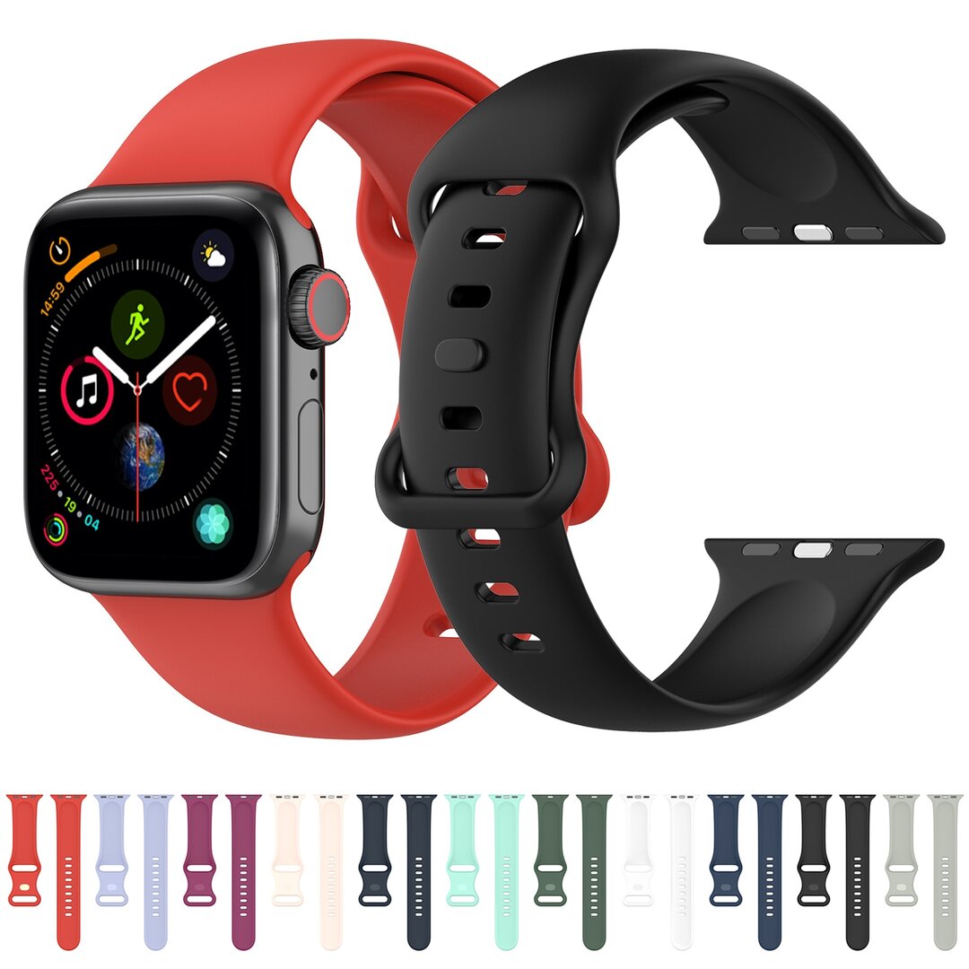 Siliconen sportbandje - Rood - Maat: S/M - Geschikt voor Apple Watch 44mm / 45mm&nbsp;/ 46mm / 49mm