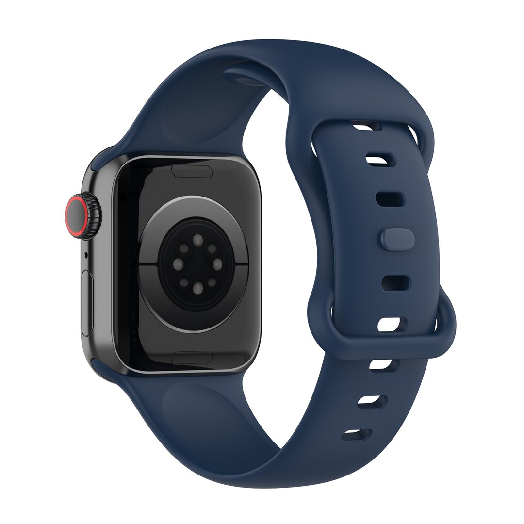 Siliconen sportbandje - Navy Blauw - Maat: S/M - Geschikt voor Apple Watch 44mm / 45mm&nbsp;/ 46mm / 49mm