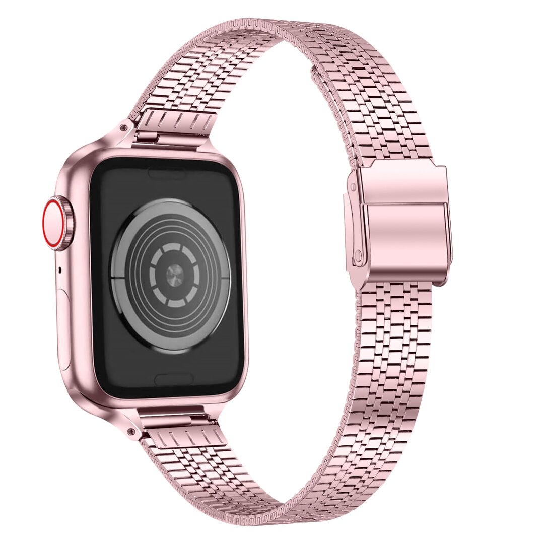 Stainless steel slim fit bandje - Ros&eacute; pink - Geschikt voor Apple Watch 38mm / 40mm / 41mm / 42mm