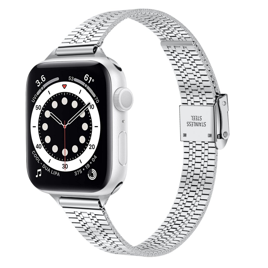 Stainless steel slim fit bandje - Zilver - Geschikt voor Apple Watch 44mm / 45mm&nbsp;/ 46mm / 49mm