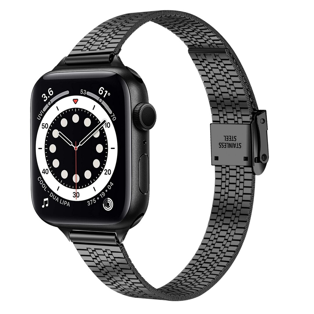 Stainless steel slim fit bandje - Zwart - Geschikt voor Apple Watch 44mm / 45mm&nbsp;/ 46mm / 49mm