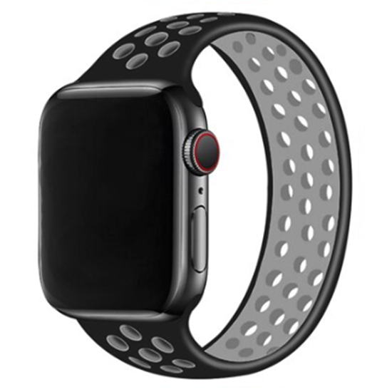 Solo Loop Sportbandje - Maat: S - Zwart + Grijs - Geschikt voor Apple Watch 44mm / 45mm&nbsp;/ 46mm / 49mm