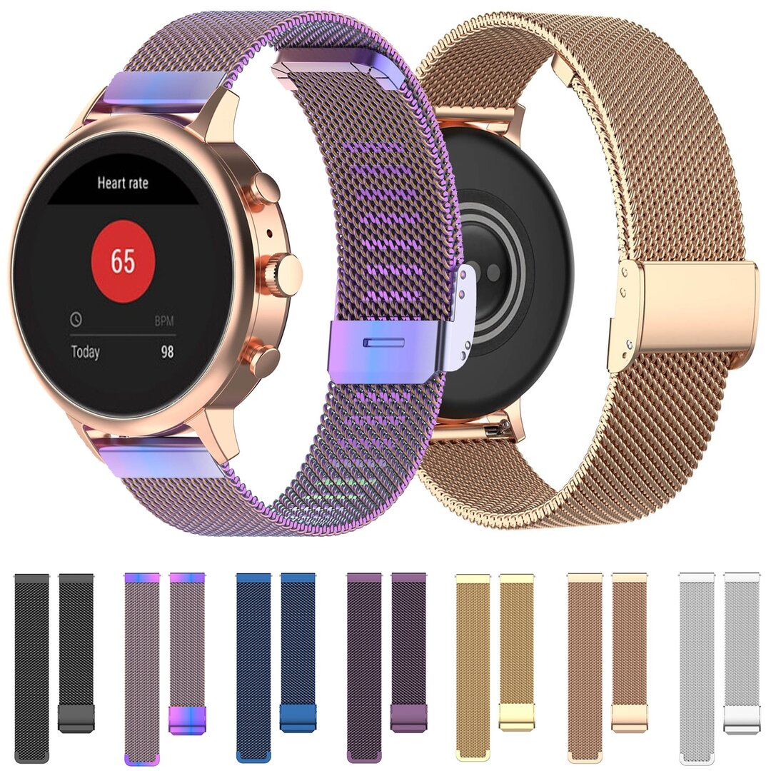 Garmin Venu 3s / Vivoactive 4s / Venu 2s / Vivomove 3s / Forerunner 255s - Milanese bandje met klemsluiting - Multicolor