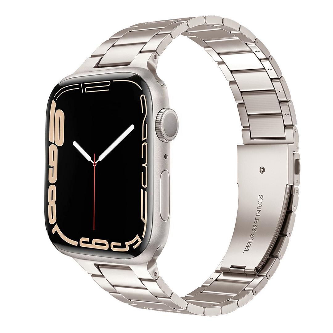 Stalen schakelband - Starlight / Sterrenlicht - Geschikt voor Apple watch 44mm / 45mm&nbsp;/ 46mm / 49mm