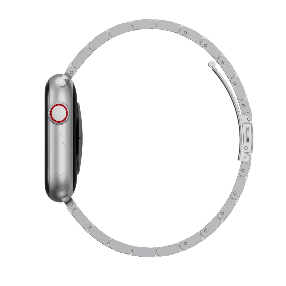 Stalen schakelband - Zilver met zwart - Geschikt voor Apple watch 44mm / 45mm&nbsp;/ 46mm / 49mm