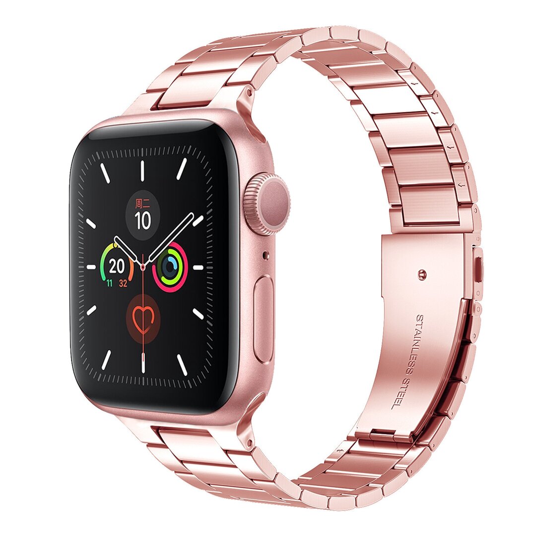 Stalen schakelband - Ros&eacute; goud - Geschikt voor Apple watch 44mm / 45mm&nbsp;/ 46mm / 49mm