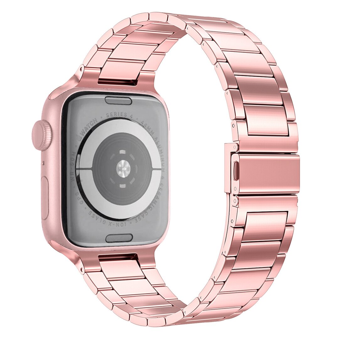 Stalen schakelband - Ros&eacute; goud - Geschikt voor Apple watch 44mm / 45mm&nbsp;/ 46mm / 49mm