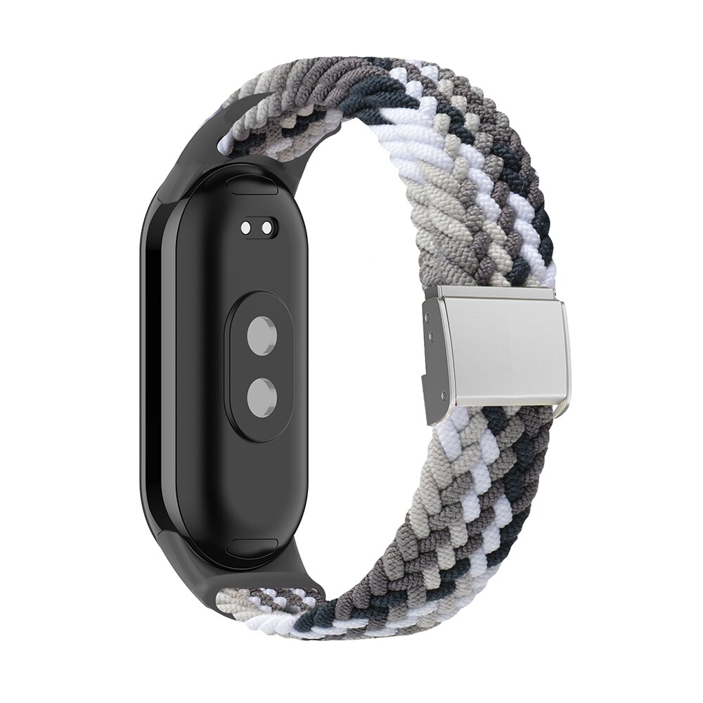 Braided nylon bandje - Grijs met wit - Xiaomi Smart Band 8 / 9 / 10