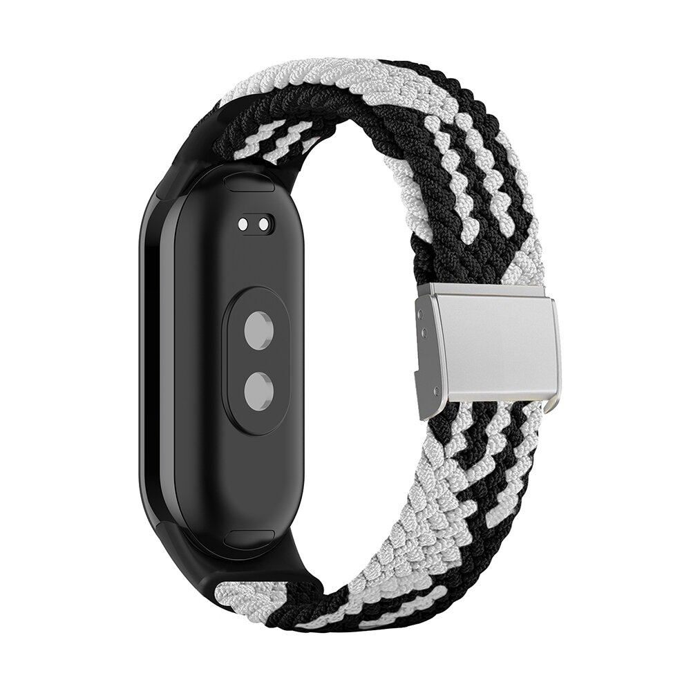 Braided nylon bandje - Zwart met wit - Xiaomi Smart Band 8 / 9 / 10