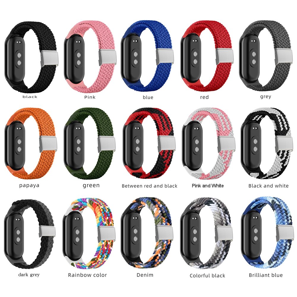 Braided nylon bandje - Roze met wit - Xiaomi Smart Band 8 / 9 / 10
