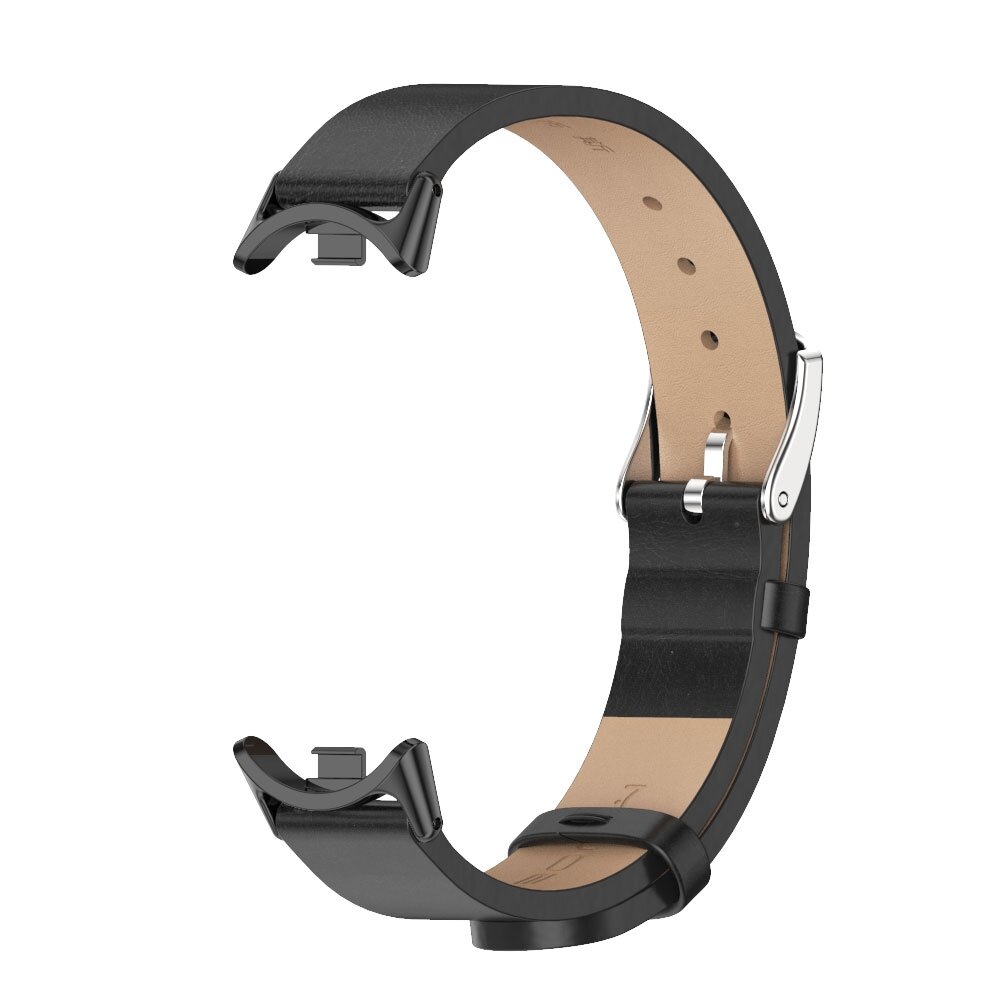 PU leren bandje - Zwart met zwarte aansluiting - Xiaomi Smart Band 8 / 9 / 10