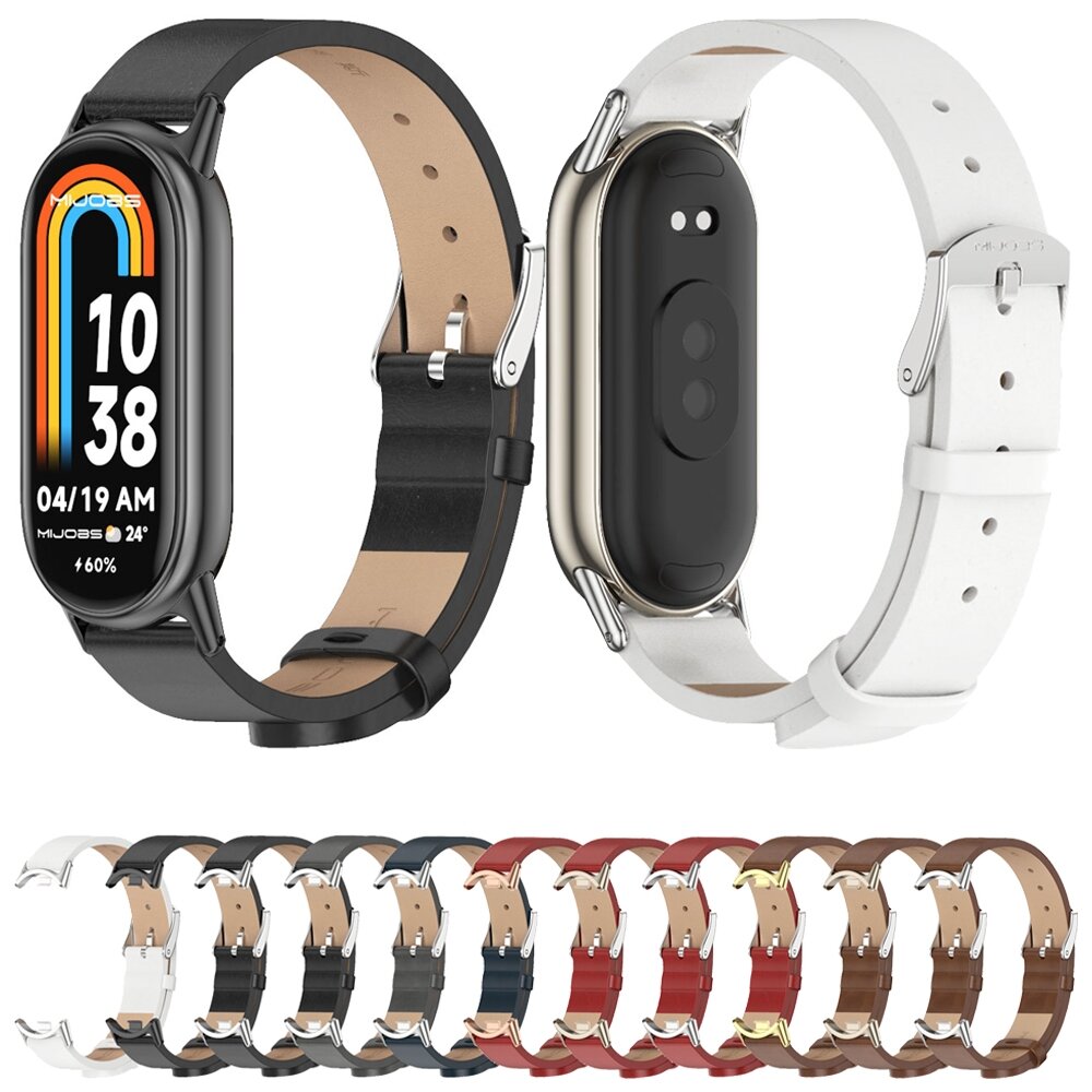 PU leren bandje - Zwart met zwarte aansluiting - Xiaomi Smart Band 8 / 9 / 10