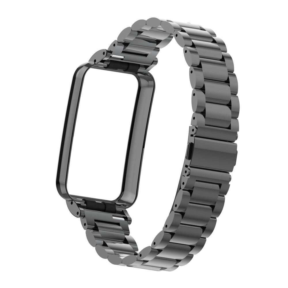 Metalen schakelband met case - Zwart - Xiaomi Smart band 7 Pro