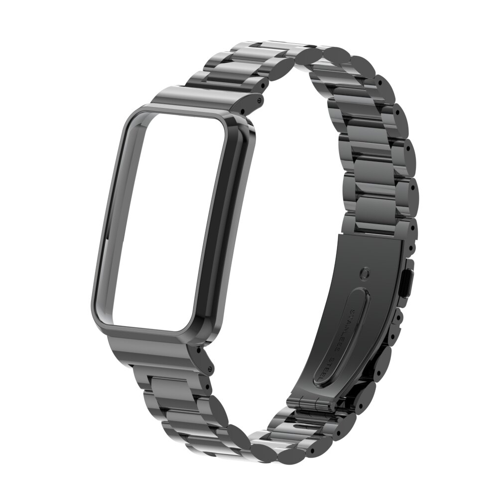 Metalen schakelband met case - Zwart - Xiaomi Smart band 7 Pro
