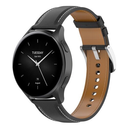Luxe leren bandje - Zwart - Xiaomi Mi Watch / Xiaomi Watch 2 / Xiaomi Watch S1 / S2 / S3 / S4
