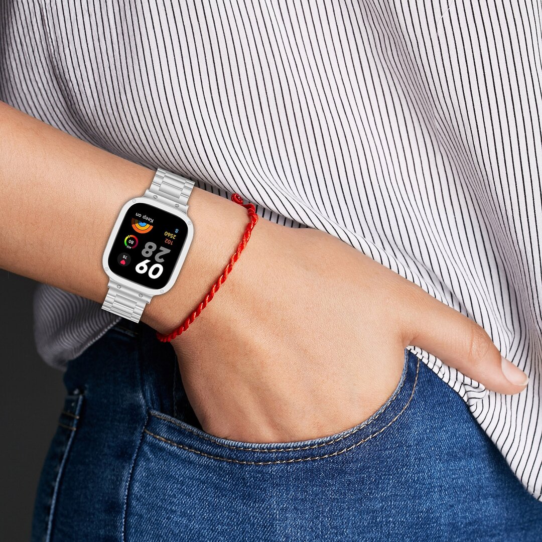 Stalen schakelband met case - Zilver - Xiaomi Redmi Watch 3