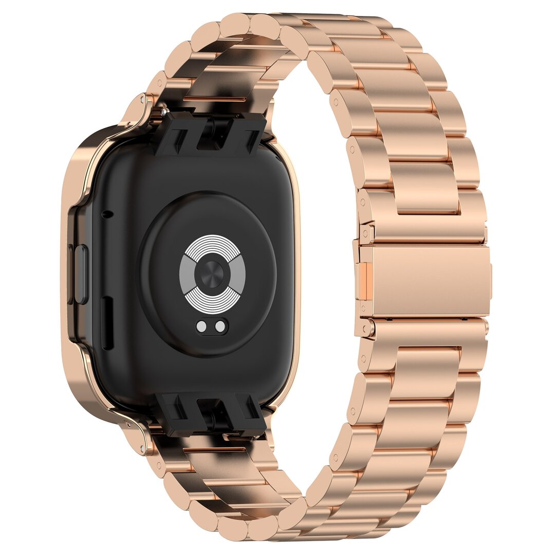 Stalen schakelband met case - Ros&eacute; / champagne goud - Xiaomi Redmi Watch 3