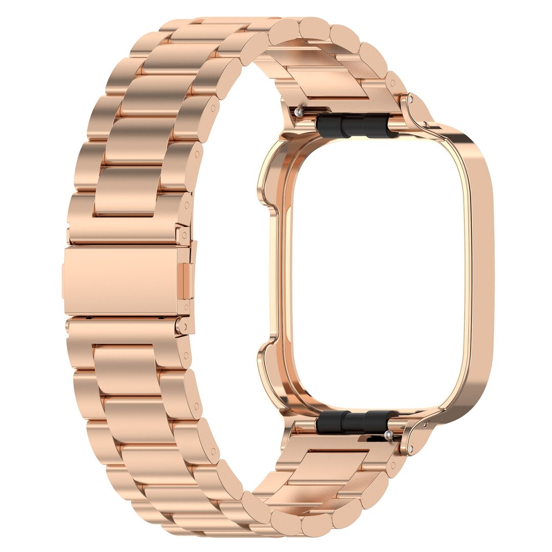 Stalen schakelband met case - Ros&eacute; / champagne goud - Xiaomi Redmi Watch 3