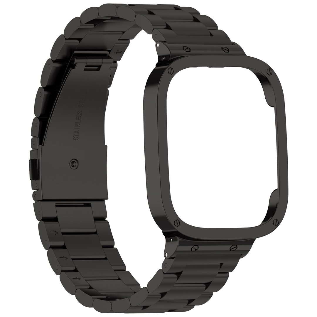 Stalen schakelband met case - Zwart - Xiaomi Redmi Watch 3